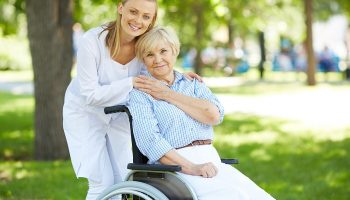 nurse and patient outside