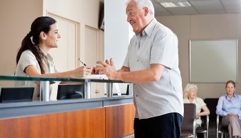 receptionist and patient