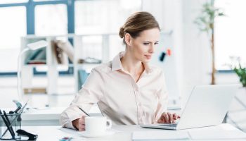 office manager at her desk