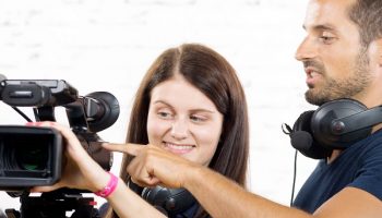 director talking to production assistant